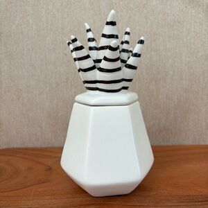 Nate Berkus for Target Dish With Lid 7.5” Tall Succulent Pineapple White Striped